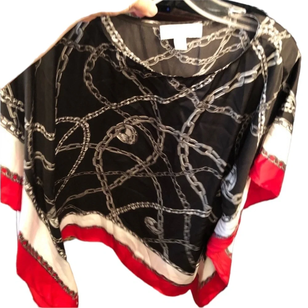 Micheal Kors sixe S-M red silky retro Versace like chain print top cover up